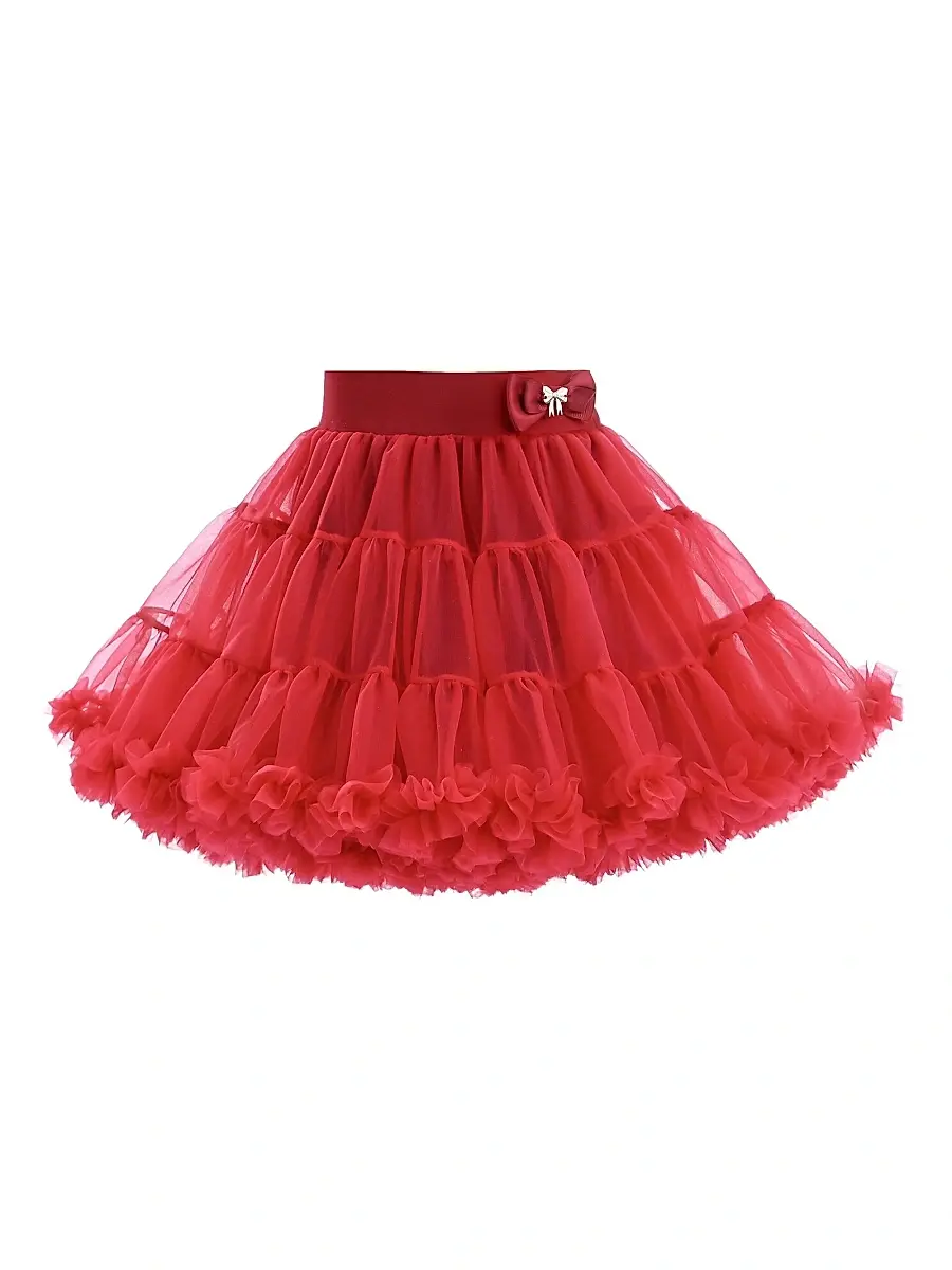 Mimi Tutu Little Girl's & Girl's Bow Tulle Skirt - Red | Image 1 Mimi Tutu Little Girl's & Girl's Bow Tulle Skirt - Red | Image 1