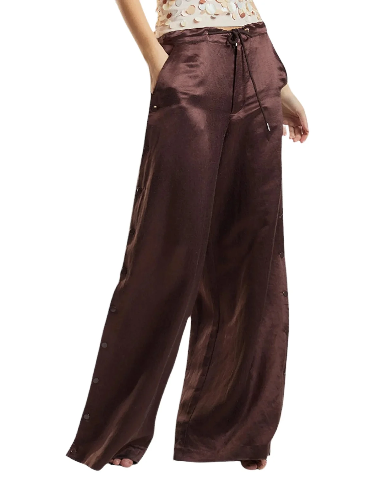 Women's Breakaway Snap-Side Silk-Blend Wide-Leg Pants Women's Breakaway Snap-Side Silk-Blend Wide-Leg Pants