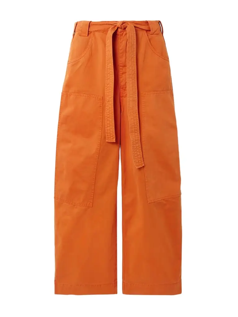 Jamie Haller The Karate Cropped Belted Cotton-twill Wide-leg Pants