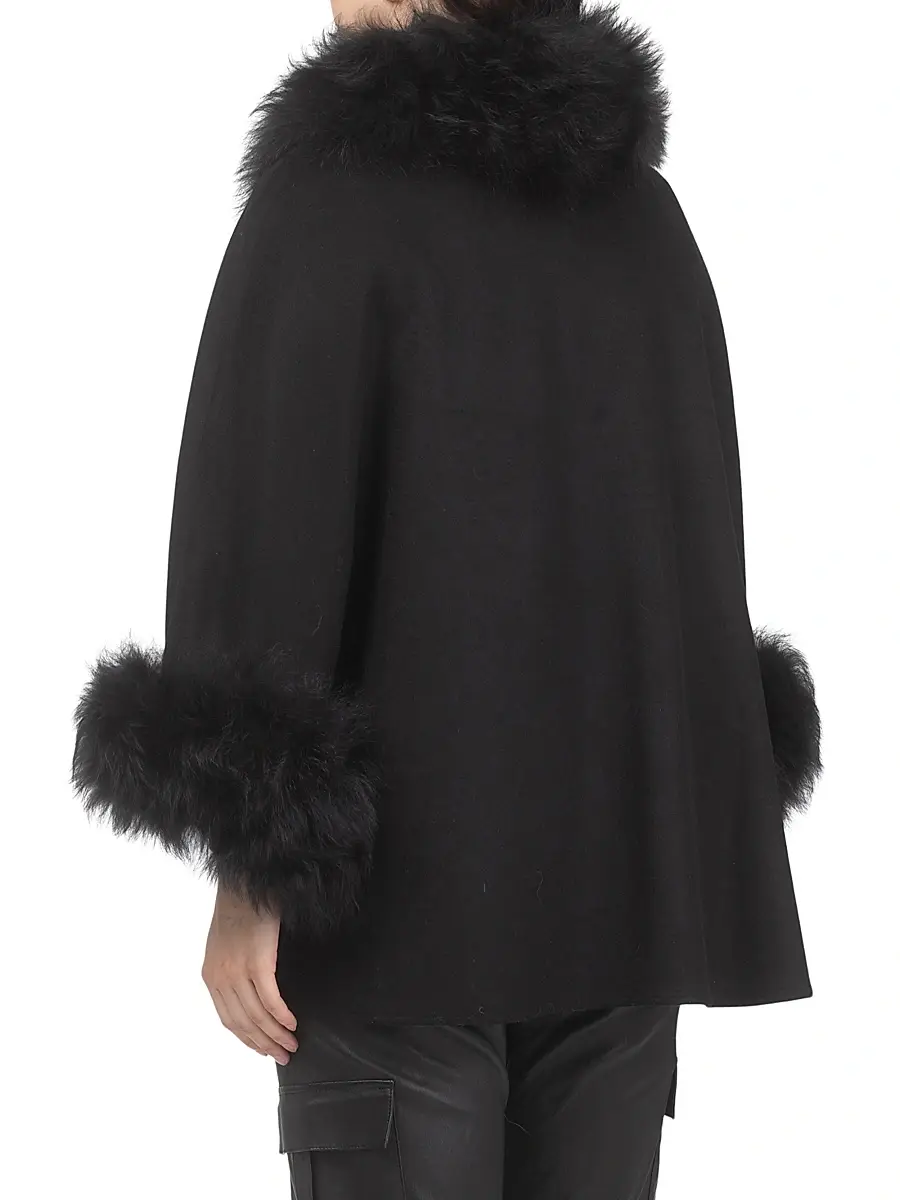Gorski Women's Select Wool Coats with Select Lamb Collar and Cuffs - Black | Thumbnail 4