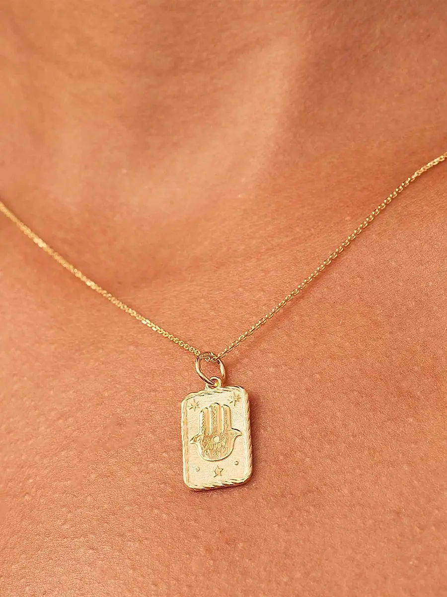 Oradina Women's 14K Yellow Gold Pendant Charm - Gold Hamsa | Thumbnail 2 Oradina Women's 14K Yellow Gold Pendant Charm - Gold Hamsa | Thumbnail 2