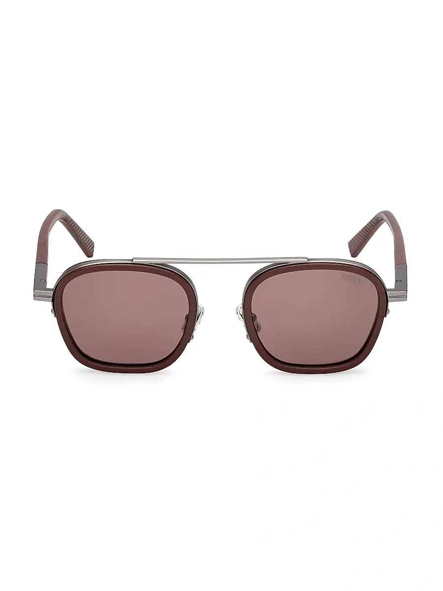 Zegna Men's 51MM Geometric Sunglasses | Thumbnail 2 Zegna Men's 51MM Geometric Sunglasses | Thumbnail 2