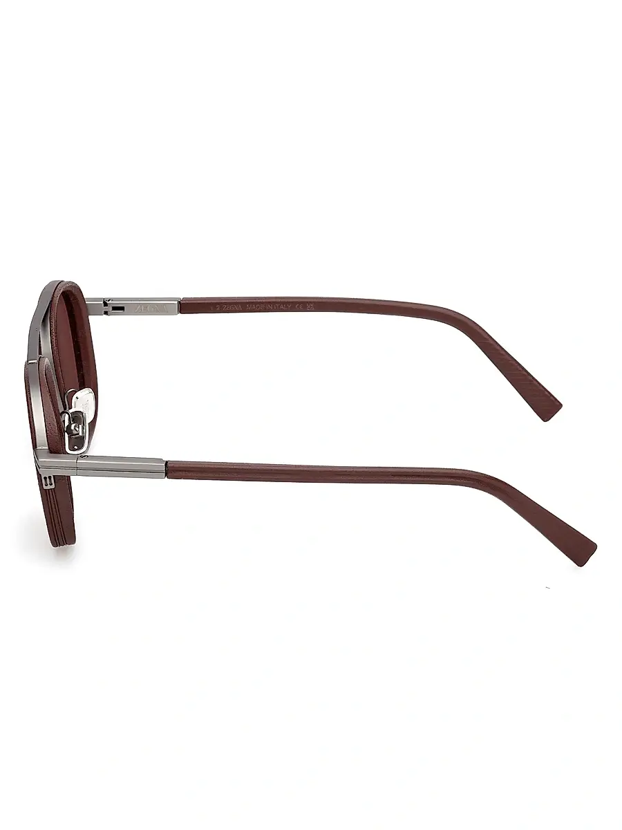 Zegna Men's 51MM Geometric Sunglasses | Thumbnail 3 Zegna Men's 51MM Geometric Sunglasses | Thumbnail 3