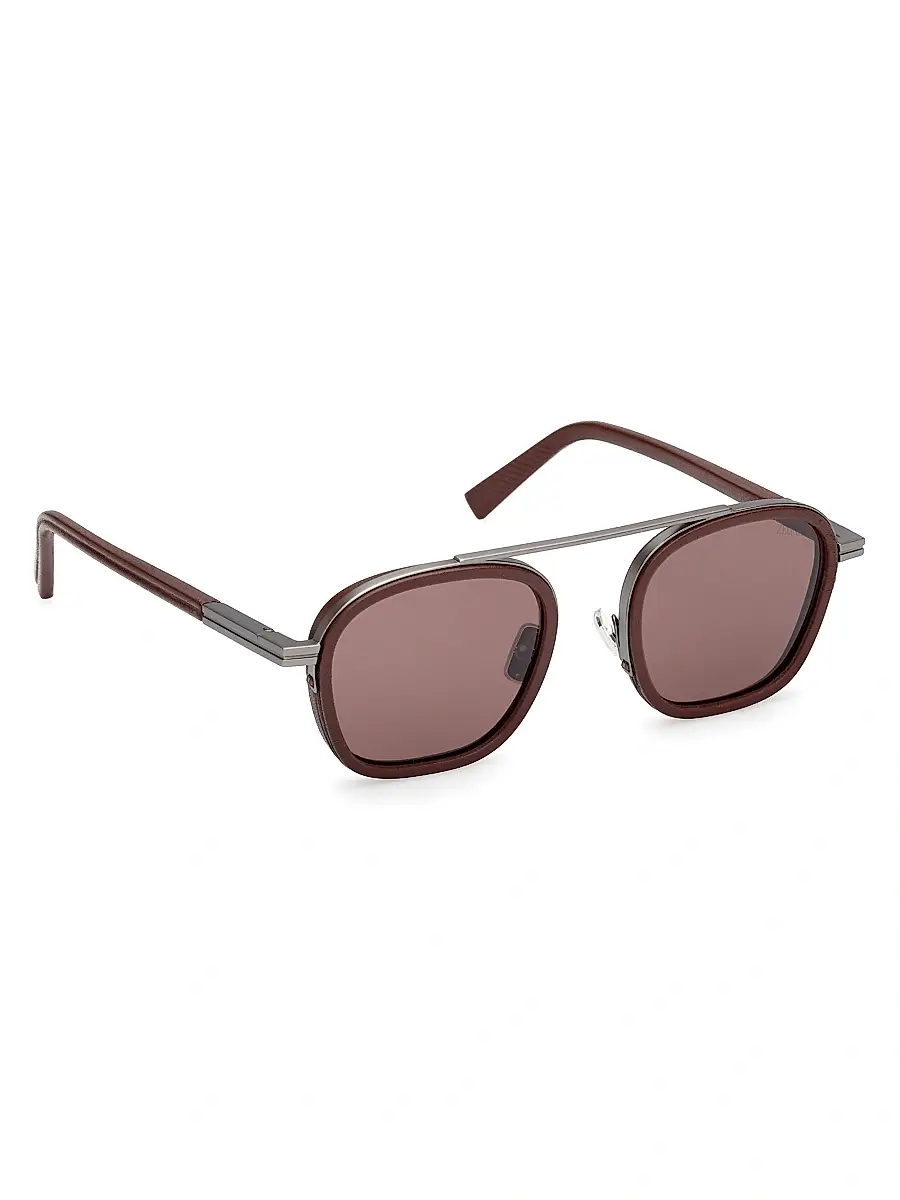 Zegna Men's 51MM Geometric Sunglasses | Thumbnail 8 Zegna Men's 51MM Geometric Sunglasses | Thumbnail 8