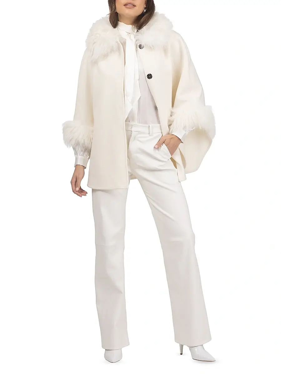 Gorski Women's Select Wool Coats with Select Lamb Collar and Cuffs - Ivory | Thumbnail 5 Gorski Women's Select Wool Coats with Select Lamb Collar and Cuffs - Ivory | Thumbnail 5