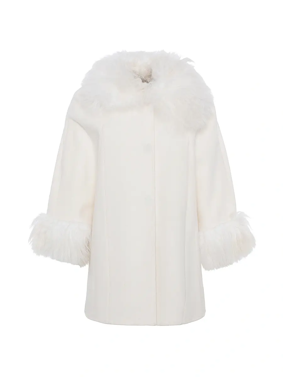 Gorski Women's Select Wool Coats with Select Lamb Collar and Cuffs - Ivory | Image 1 Gorski Women's Select Wool Coats with Select Lamb Collar and Cuffs - Ivory | Image 1