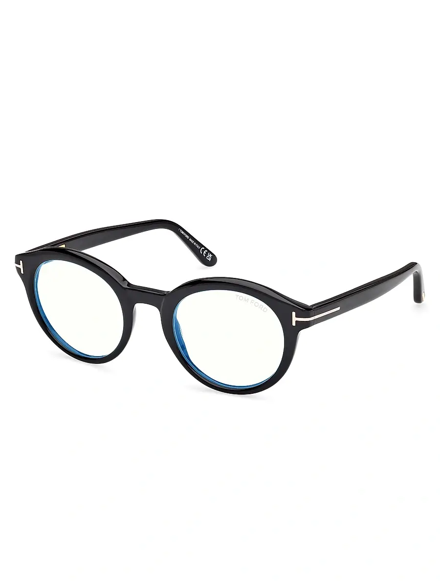 Tom Ford Men's 50MM Round Optical Eyeglasses - Shiny Black | Image 1 Tom Ford Men's 50MM Round Optical Eyeglasses - Shiny Black | Image 1