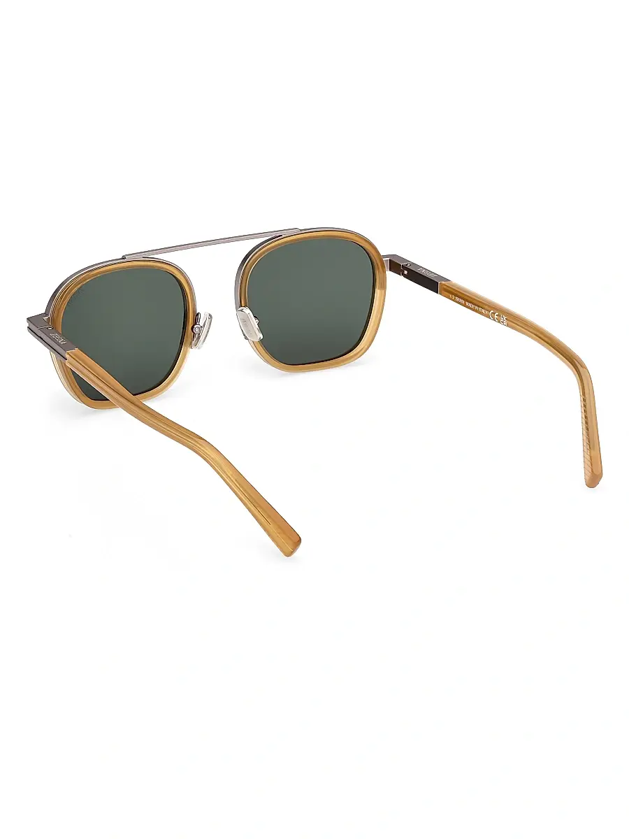 Zegna Men's 51MM Oval Sunglasses | Thumbnail 4 Zegna Men's 51MM Oval Sunglasses | Thumbnail 4