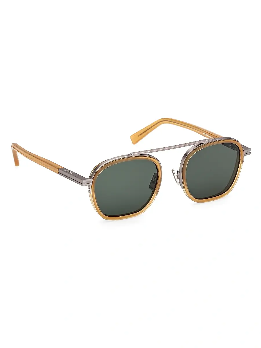 Zegna Men's 51MM Oval Sunglasses | Thumbnail 8 Zegna Men's 51MM Oval Sunglasses | Thumbnail 8