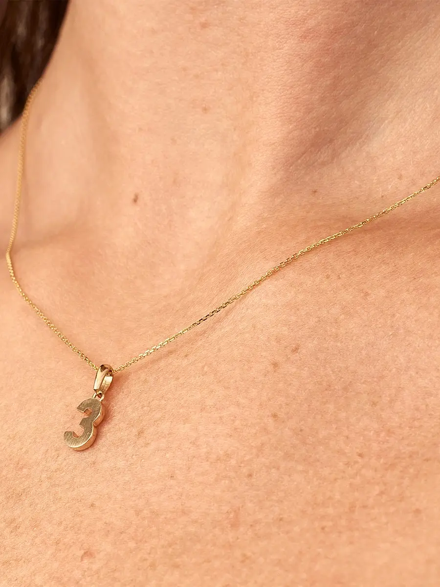 Oradina Women's 14K Yellow Gold My Number Pendant Charm - Number 5 Gold | Thumbnail 3