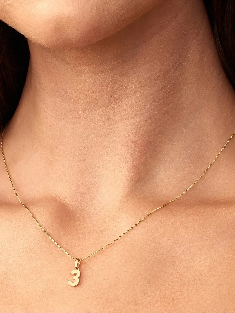 Oradina Women's 14K Yellow Gold My Number Pendant Charm - Number 5 Gold | Thumbnail 4