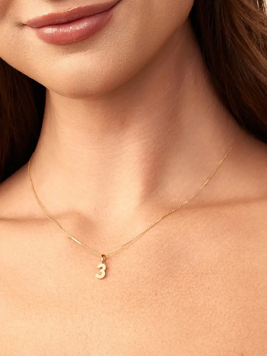 Oradina Women's 14K Yellow Gold My Number Pendant Charm - Number 5 Gold | Thumbnail 5