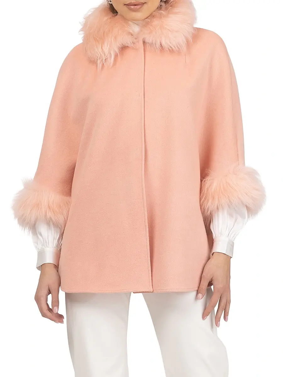 Gorski Women's Select Wool Coats with Select Lamb Collar and Cuffs - Light Pink | Thumbnail 2 Gorski Women's Select Wool Coats with Select Lamb Collar and Cuffs - Light Pink | Thumbnail 2