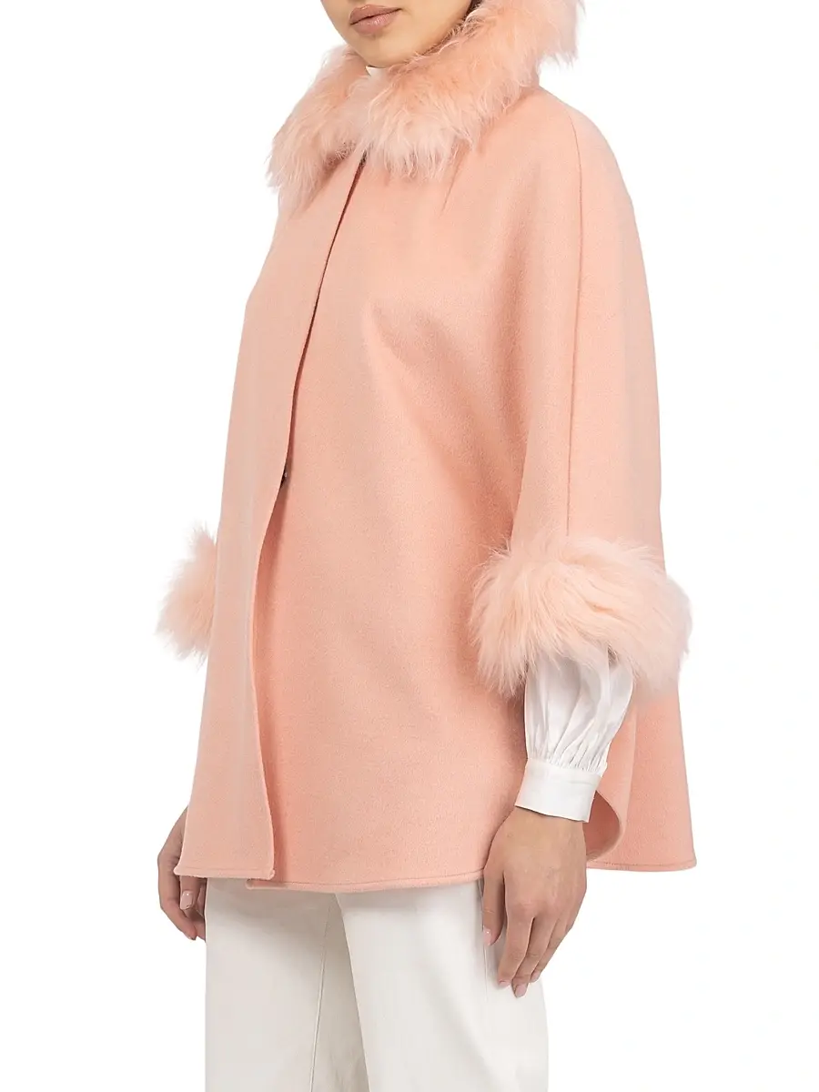Gorski Women's Select Wool Coats with Select Lamb Collar and Cuffs - Light Pink | Thumbnail 3 Gorski Women's Select Wool Coats with Select Lamb Collar and Cuffs - Light Pink | Thumbnail 3