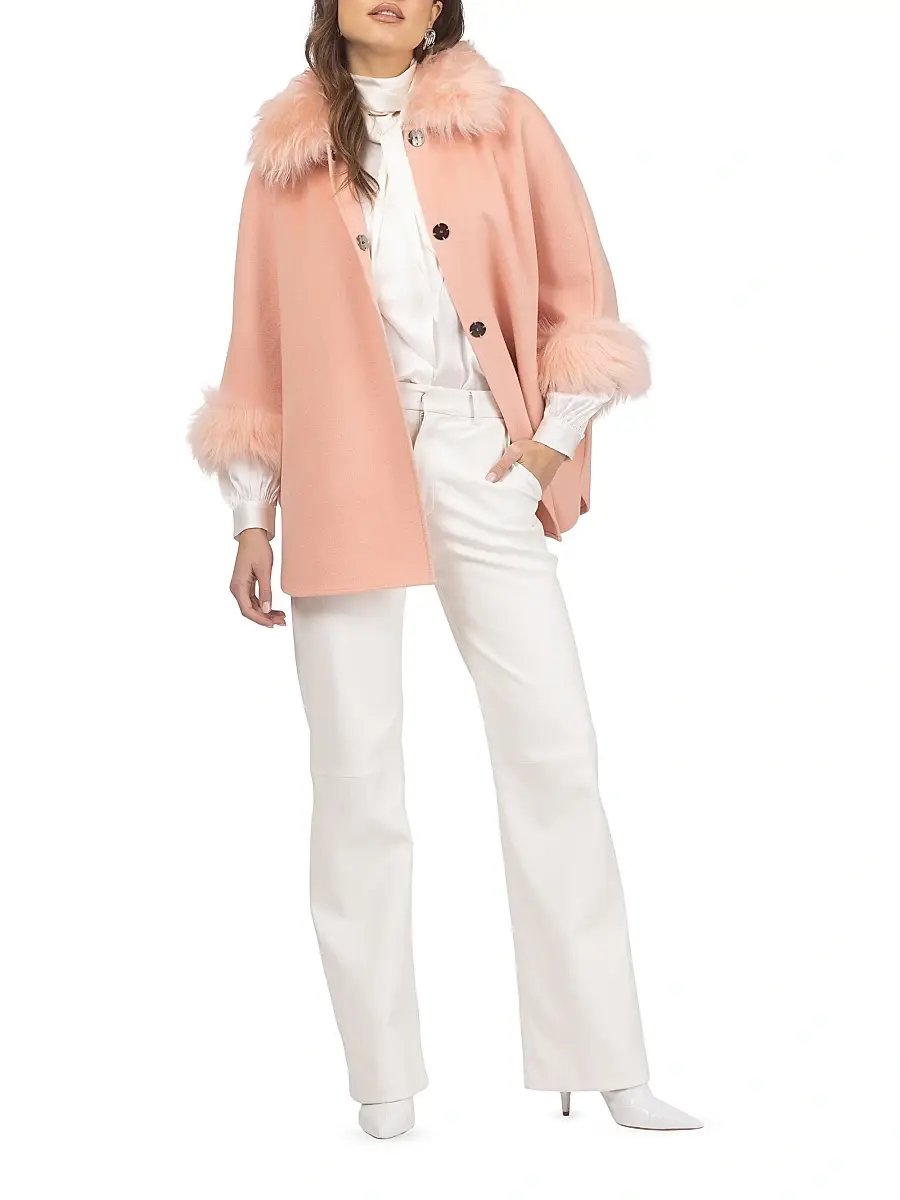 Gorski Women's Select Wool Coats with Select Lamb Collar and Cuffs - Light Pink | Thumbnail 5 Gorski Women's Select Wool Coats with Select Lamb Collar and Cuffs - Light Pink | Thumbnail 5