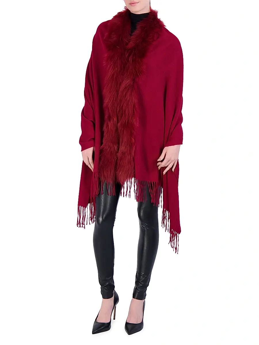 Gorski Women's Cashmere Stole with Toscana Lamb Trim | Thumbnail 2