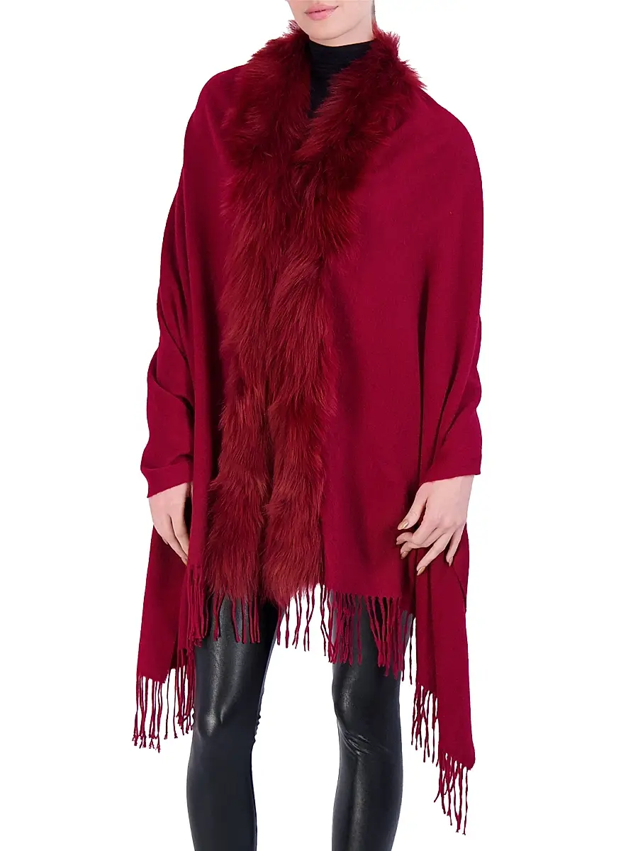 Gorski Women's Cashmere Stole with Toscana Lamb Trim | Thumbnail 3