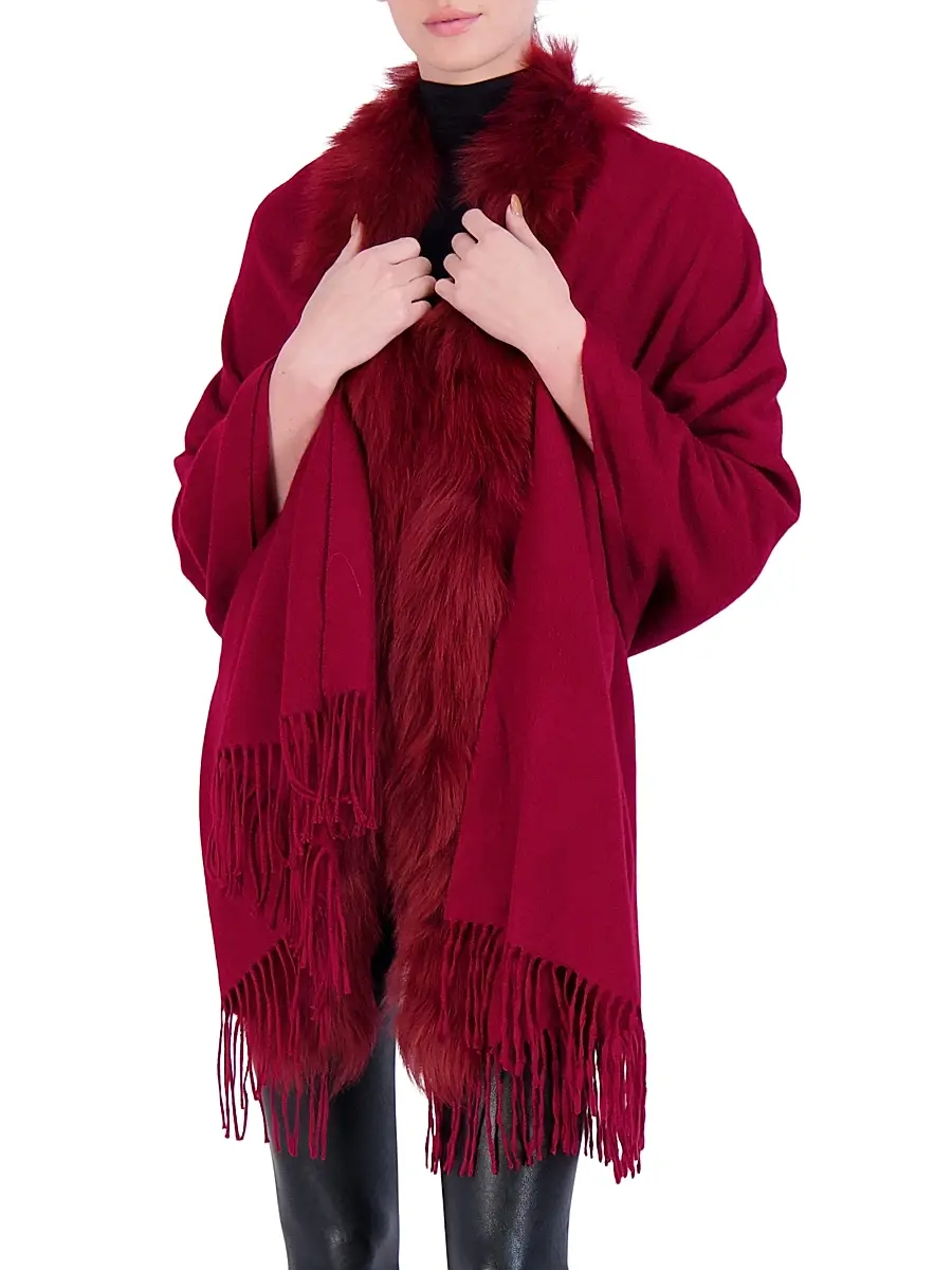 Gorski Women's Cashmere Stole with Toscana Lamb Trim | Thumbnail 4