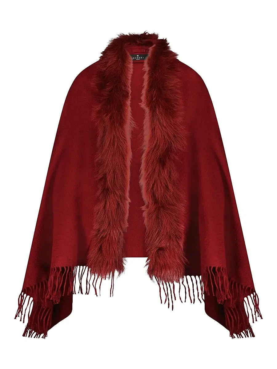 Gorski Women's Cashmere Stole with Toscana Lamb Trim