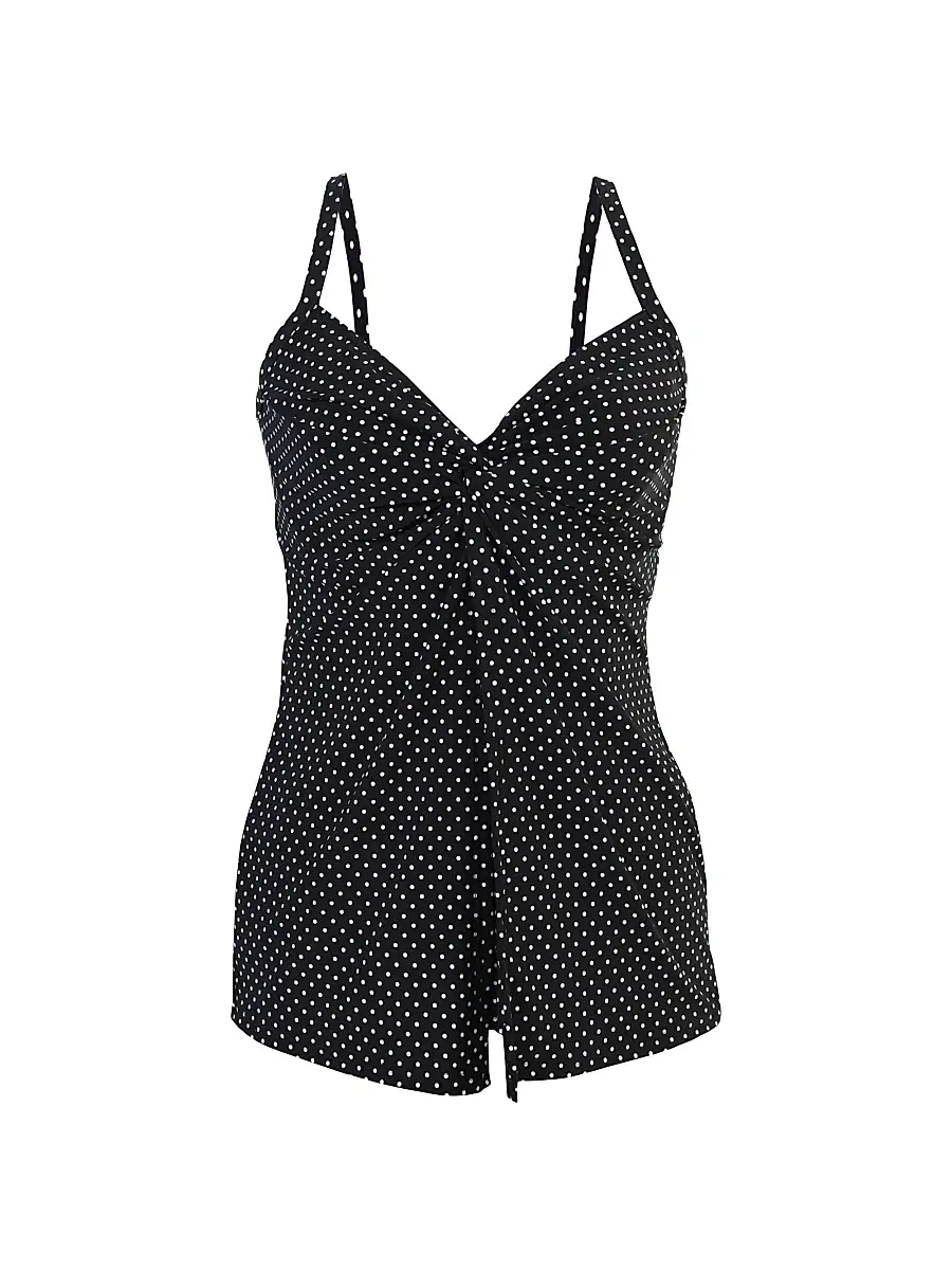 Miraclesuit Swim Women's Pin Point Love Knot Polka Dot Tankini Top | Image 1 Miraclesuit Swim Women's Pin Point Love Knot Polka Dot Tankini Top | Image 1