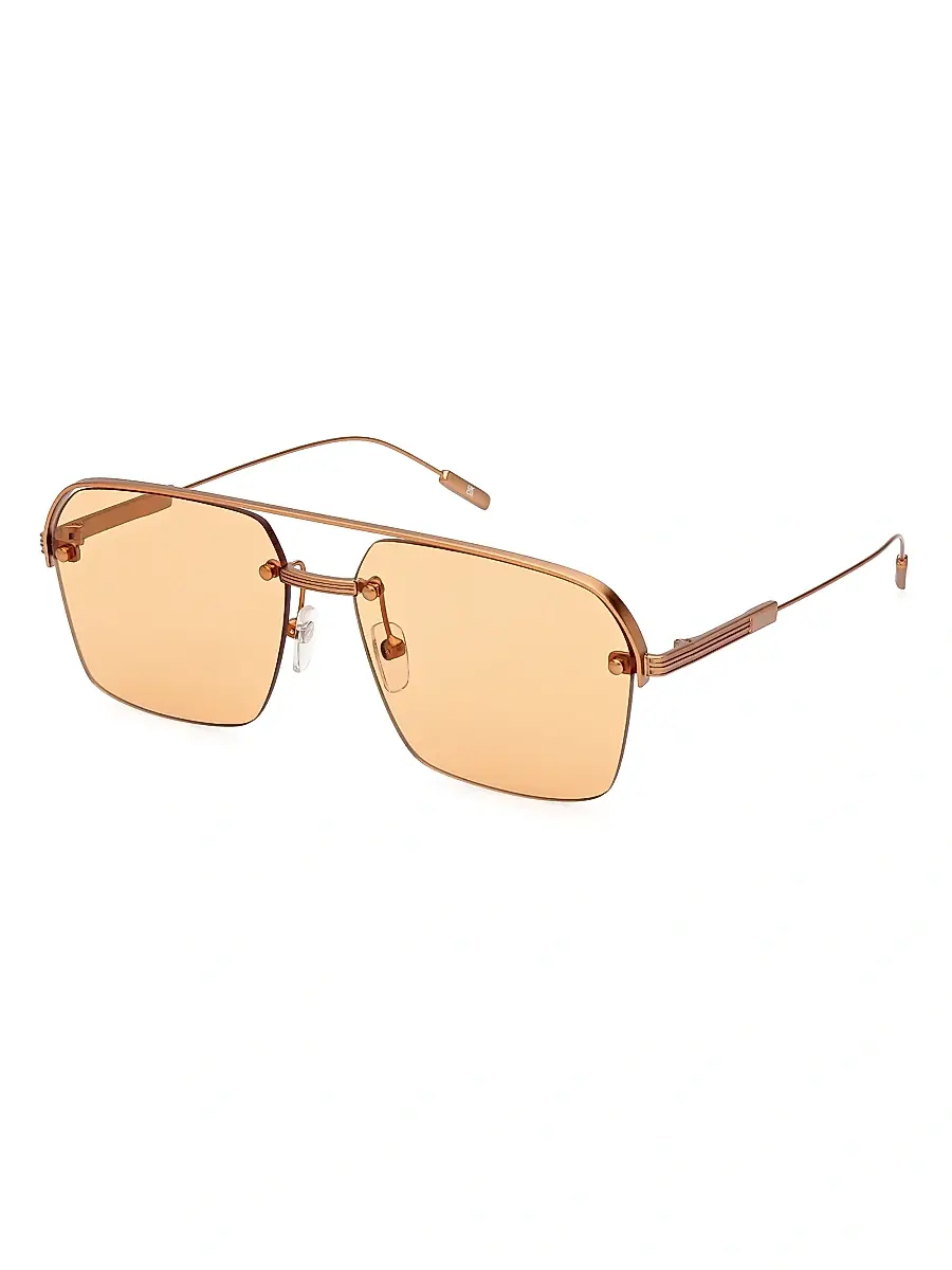 Zegna Men's 57MM Plastic Aviator Sunglasses - Matte Orange | Image 1 Zegna Men's 57MM Plastic Aviator Sunglasses - Matte Orange | Image 1