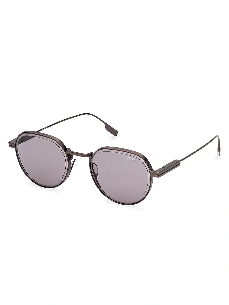 Zegna Men's 52MM Round Sunglasses - Matte Gunmetal Purple | Image 1 Zegna Men's 52MM Round Sunglasses - Matte Gunmetal Purple | Image 1