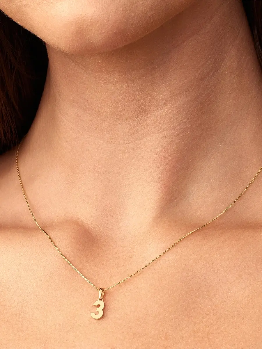 Oradina Women's 14K Yellow Gold My Number Pendant Charm - Number 4 Gold | Thumbnail 3 Oradina Women's 14K Yellow Gold My Number Pendant Charm - Number 4 Gold | Thumbnail 3