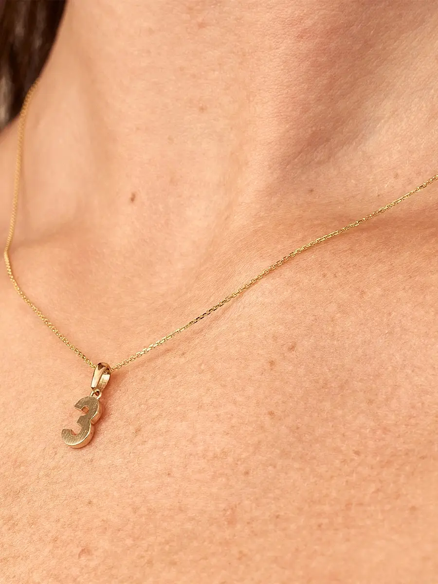 Oradina Women's 14K Yellow Gold My Number Pendant Charm - Number 4 Gold | Thumbnail 4 Oradina Women's 14K Yellow Gold My Number Pendant Charm - Number 4 Gold | Thumbnail 4