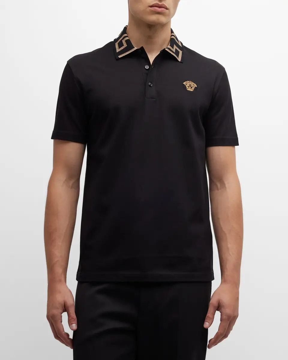 Versace Men's Greca-Collar Polo Shirt | Thumbnail 3