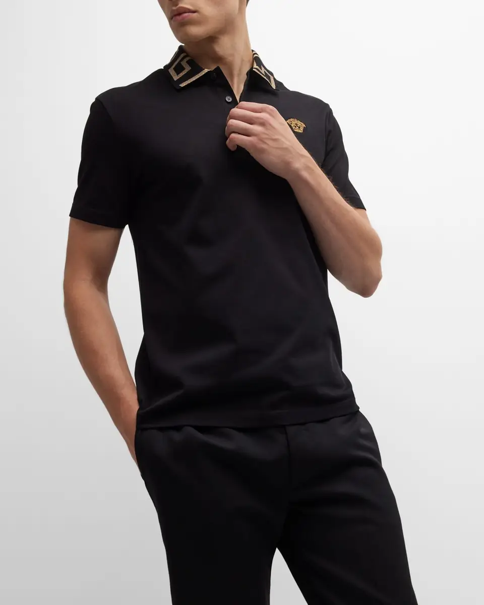 Versace Men's Greca-Collar Polo Shirt | Thumbnail 5