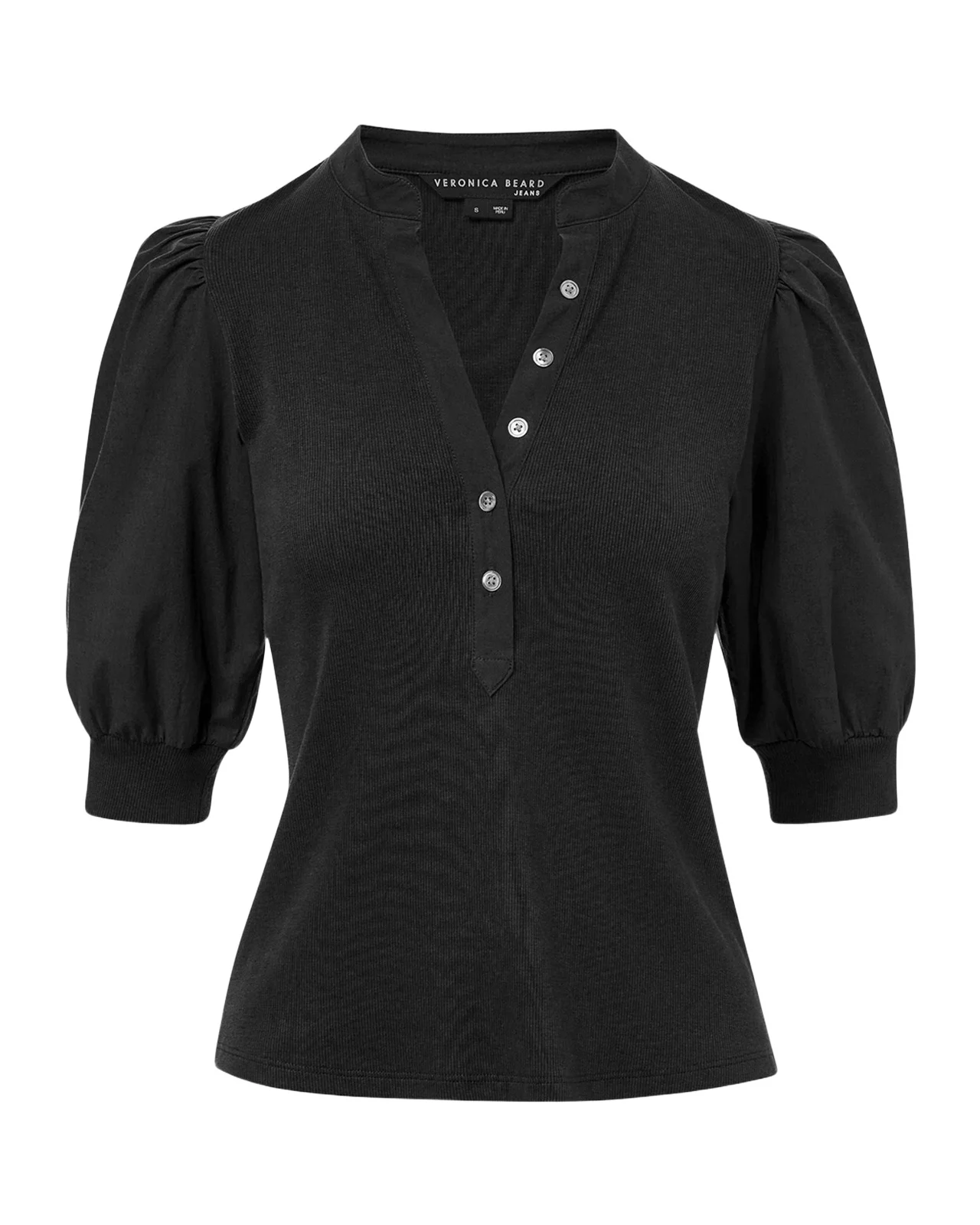 Veronica Beard Coralee Puff Sleeve Button-Front Top