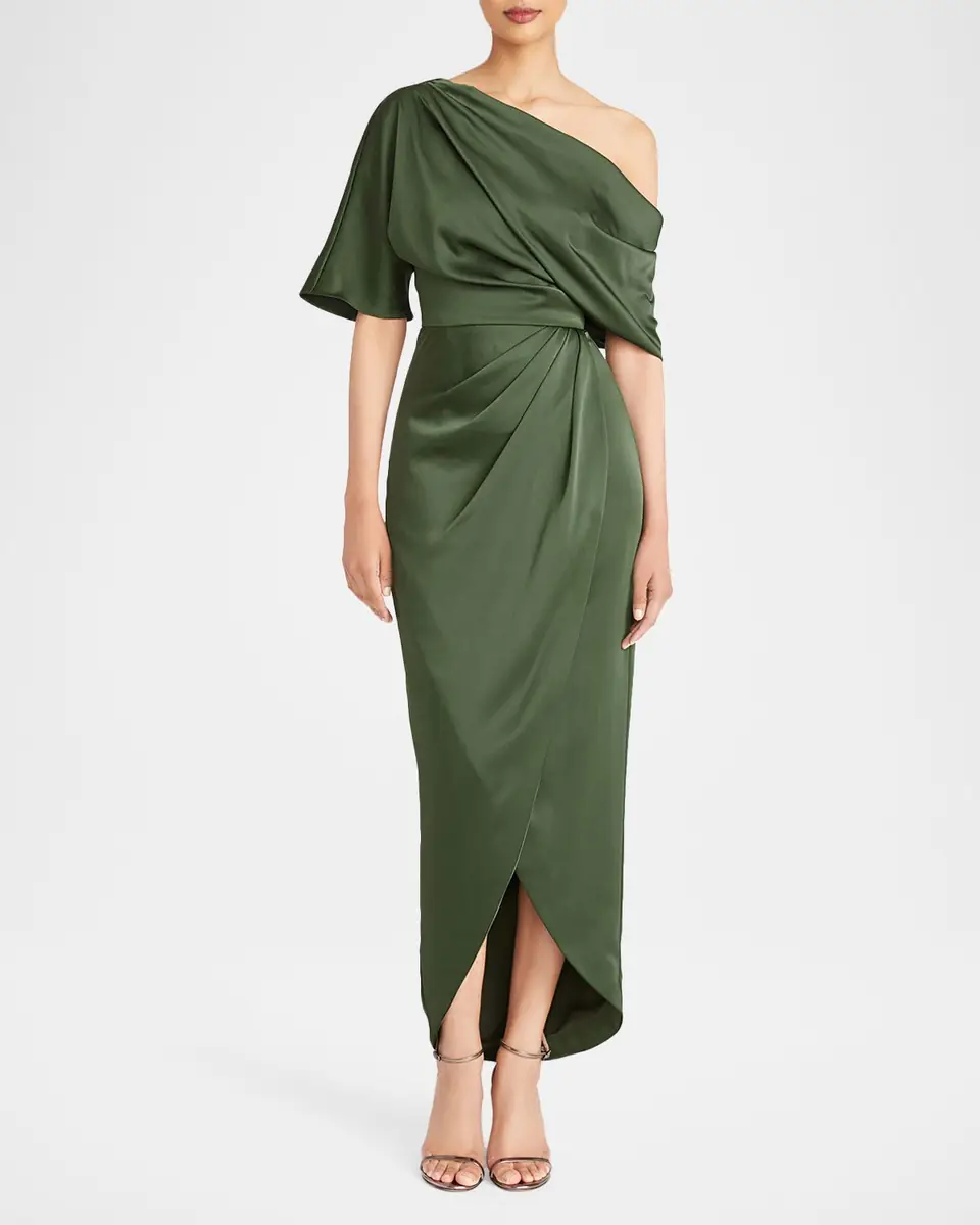 THEIA Rayna Draped One-Shoulder High-Low Gown | Thumbnail 2