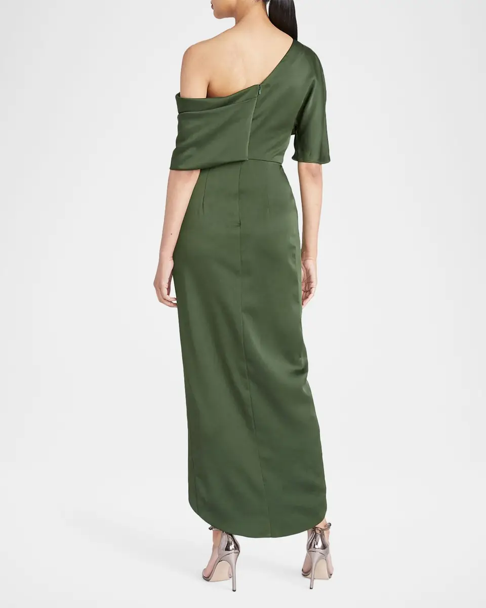 THEIA Rayna Draped One-Shoulder High-Low Gown | Thumbnail 3