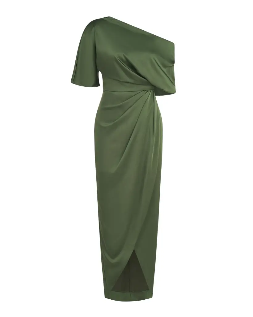 Rayna Draped One-Shoulder High-Low Gown Rayna Draped One-Shoulder High-Low Gown