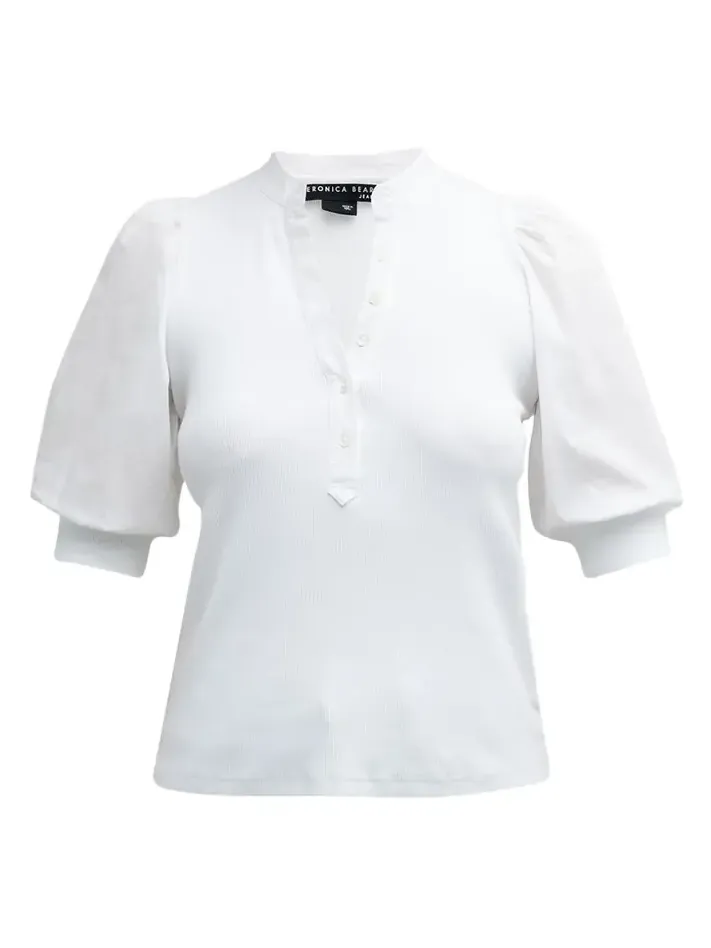 Coralee Puff Sleeve Button-Front Top Coralee Puff Sleeve Button-Front Top