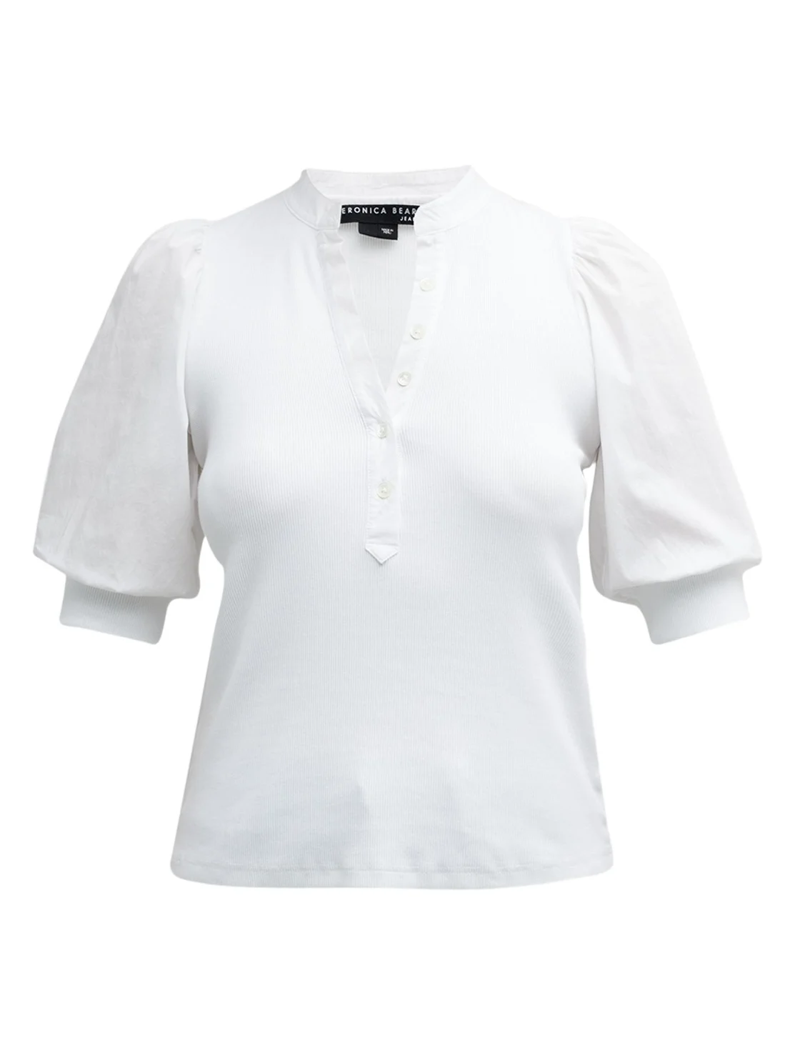 Veronica Beard Coralee Puff Sleeve Button-Front Top