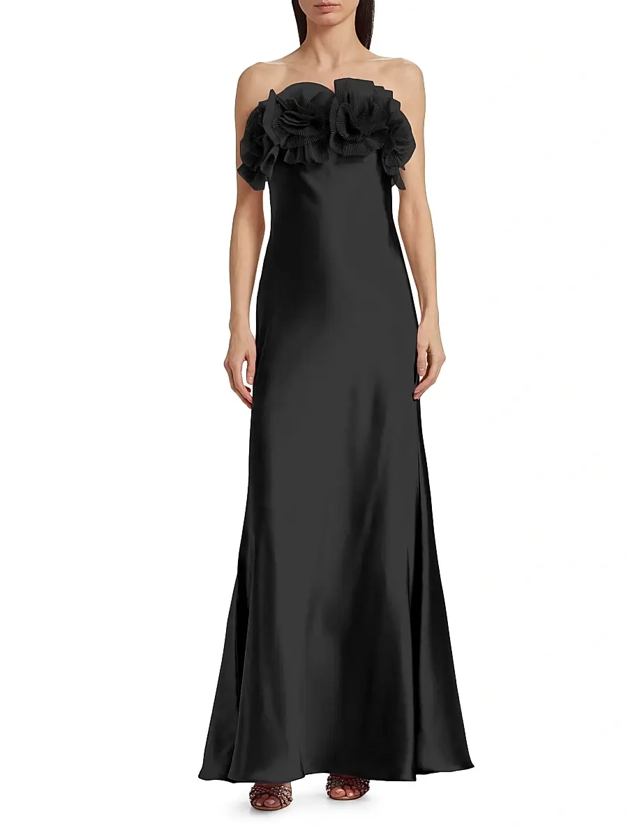 As It May Women's Lisette Organza Rosette Satin Strapless A-Line Gown | Thumbnail 3 As It May Women's Lisette Organza Rosette Satin Strapless A-Line Gown | Thumbnail 3