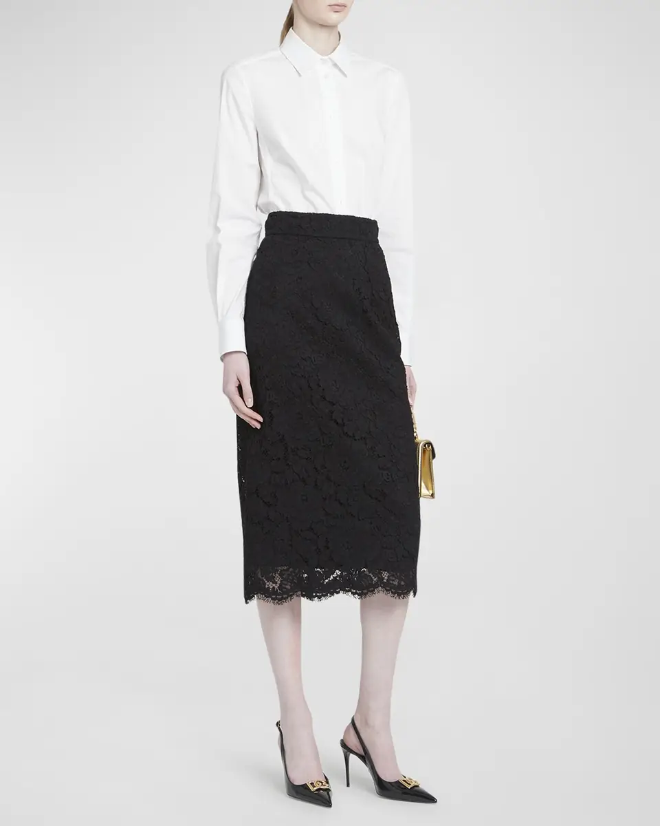 Dolce & Gabbana Lace Scalloped-Hem Midi Skirt | Thumbnail 2