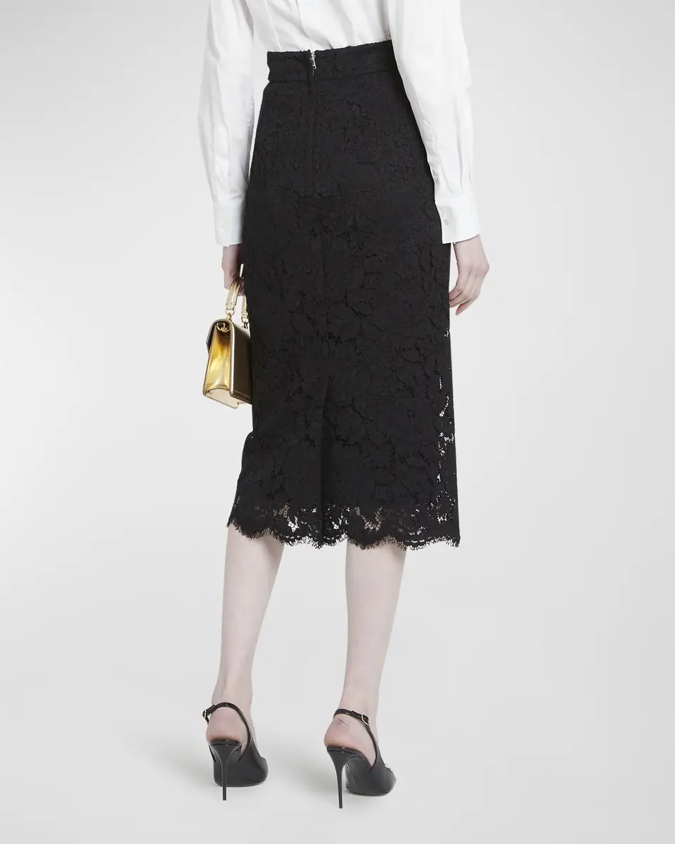 Dolce & Gabbana Lace Scalloped-Hem Midi Skirt | Thumbnail 6