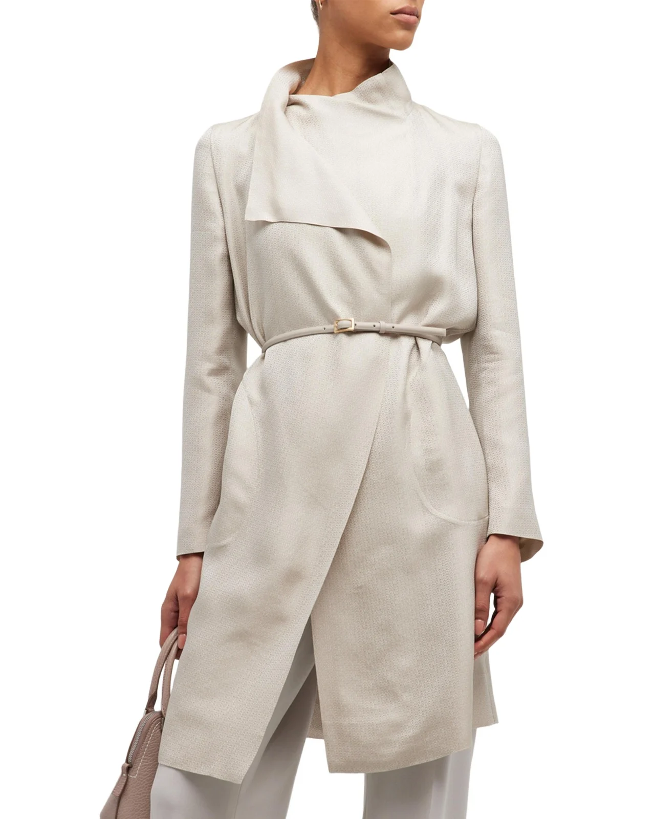 Giorgio Armani Belted Metallic Wrap Coat