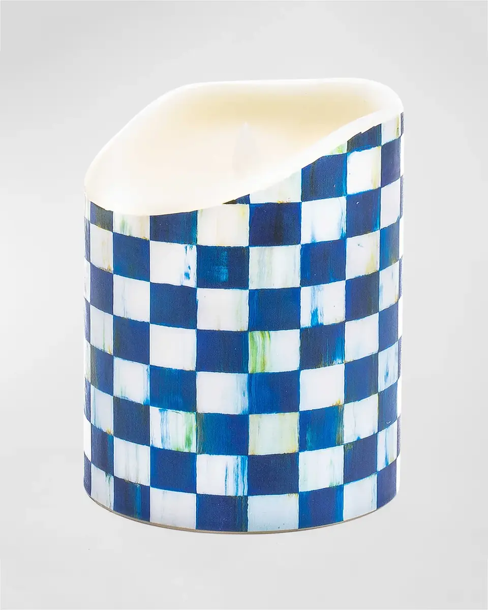 MacKenzie-Childs Royal Check Flicker Pillar Candle - 6" | Thumbnail 2