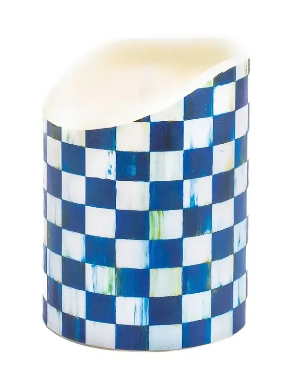 MacKenzie-Childs Royal Check Flicker Pillar Candle - 6"