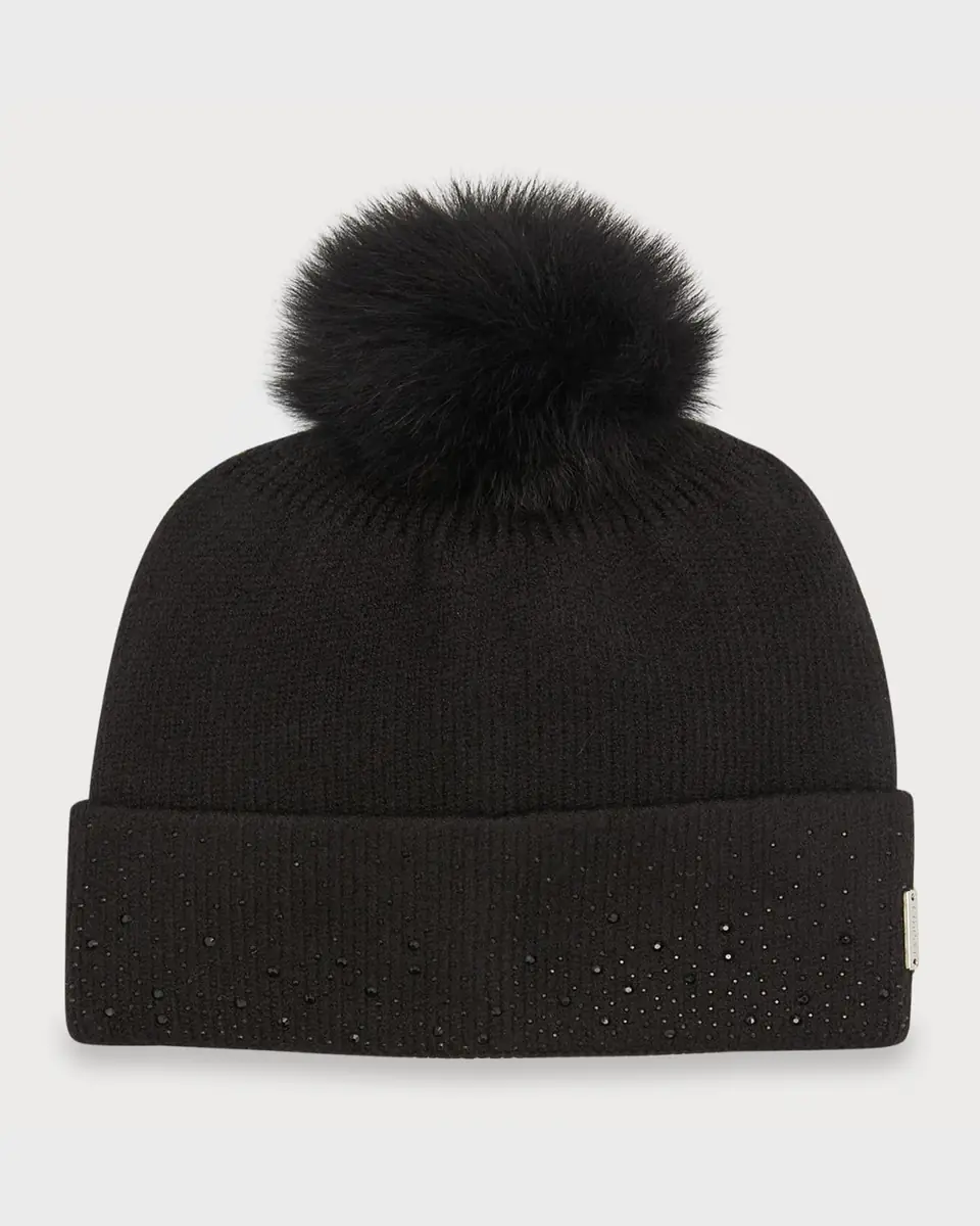 Gorski Embellished Toscana Lamb Pom Knit Beanie | Thumbnail 3