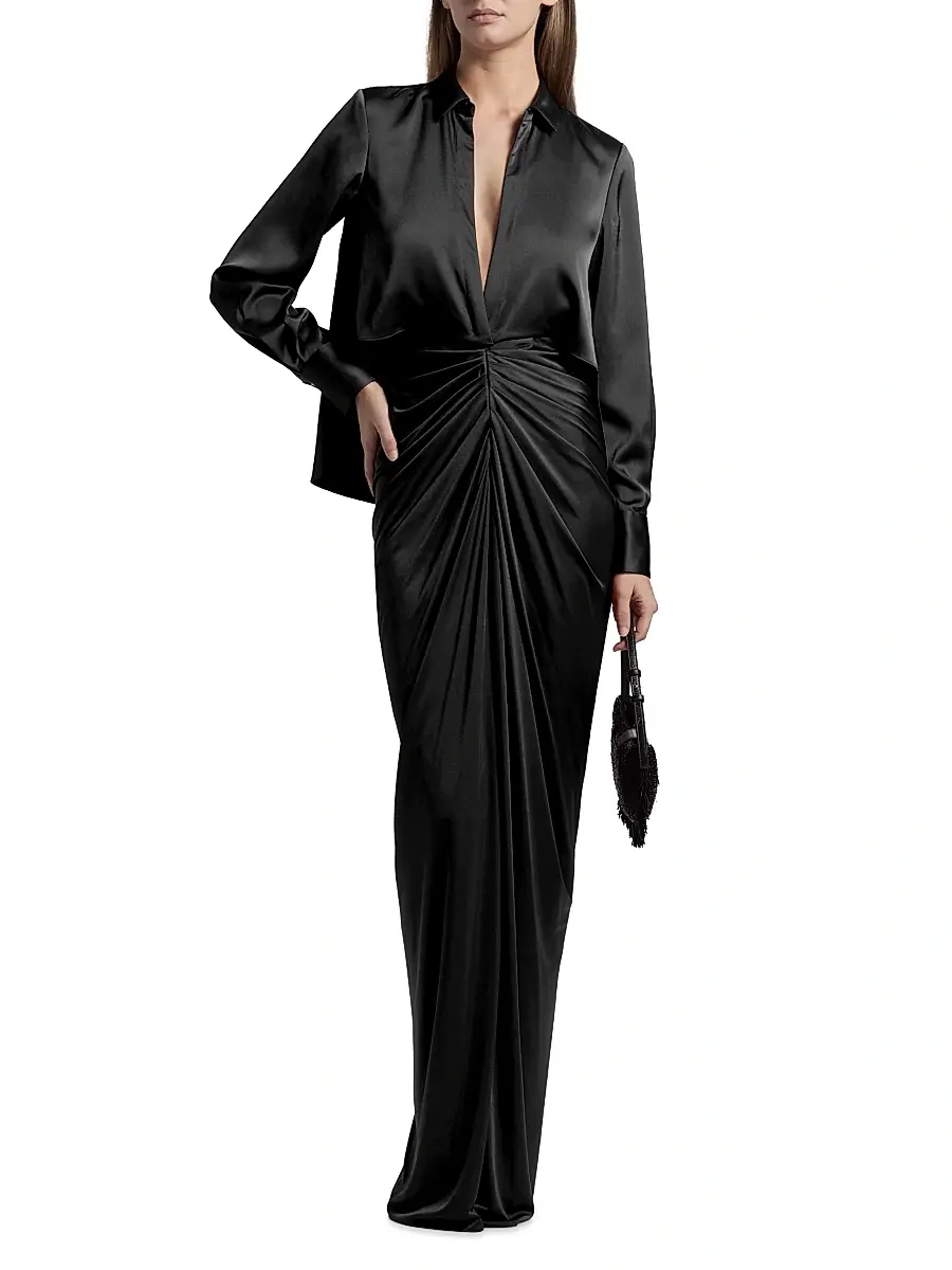 Halston Women's Katrine Mix Media Draped Gown | Thumbnail 3