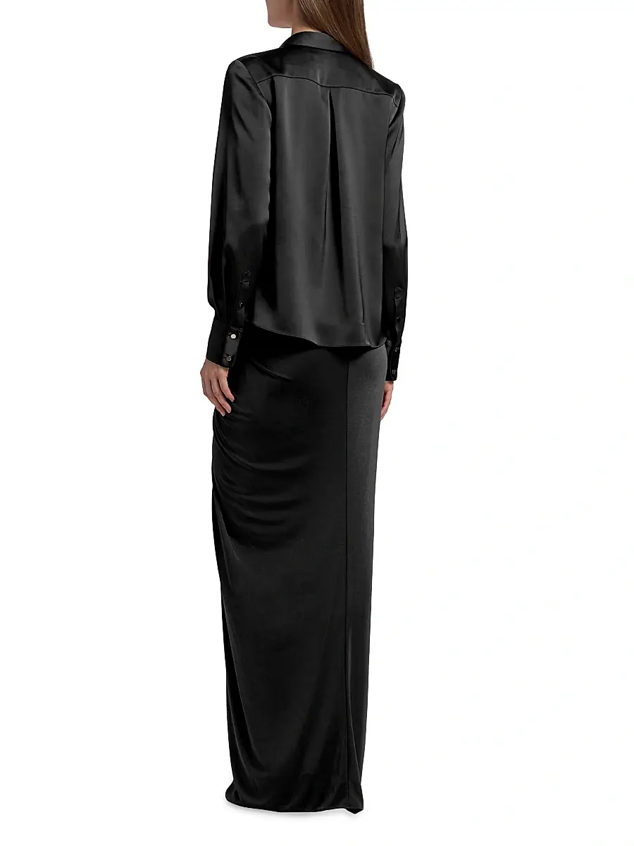 Halston Women's Katrine Mix Media Draped Gown | Thumbnail 5