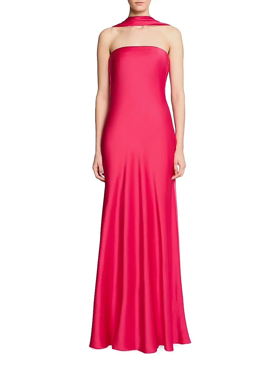 Halston Women's Vali Crepe Cowlback Gown | Thumbnail 2 Halston Women's Vali Crepe Cowlback Gown | Thumbnail 2