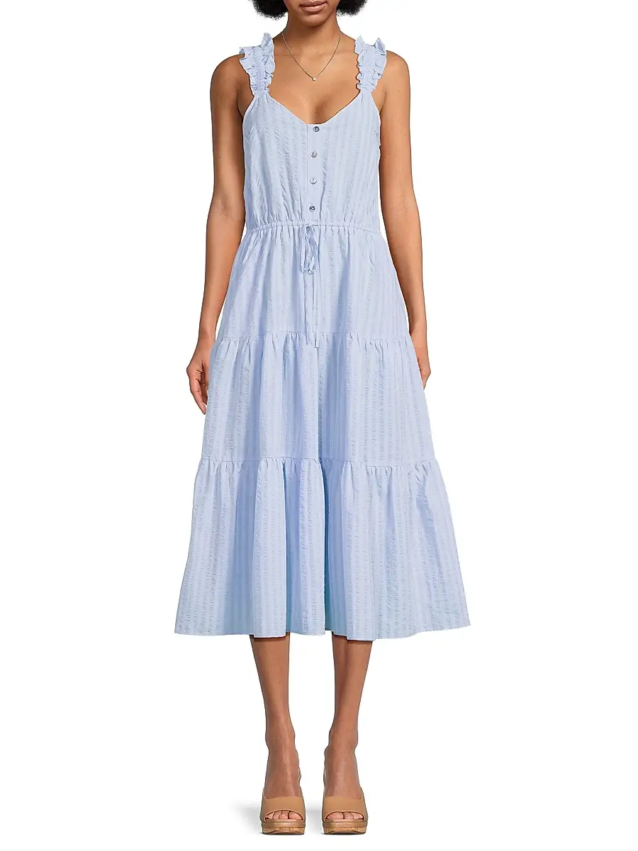 Harshman Women's Ophelia Seersucker Midi-Dress | Thumbnail 3 Harshman Women's Ophelia Seersucker Midi-Dress | Thumbnail 3