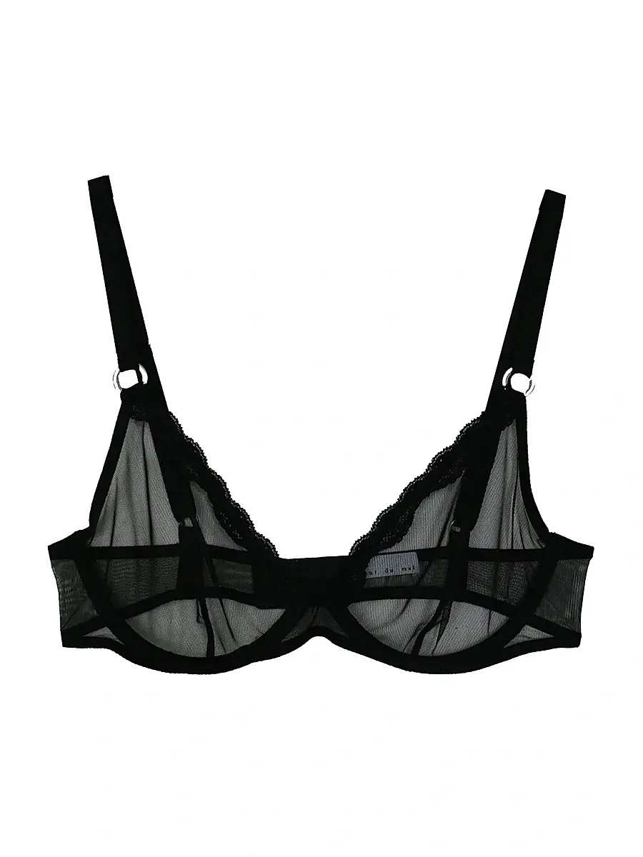Fleur du Mal Women's Sheer Tulle Demi Bra | Thumbnail 3 Fleur du Mal Women's Sheer Tulle Demi Bra | Thumbnail 3