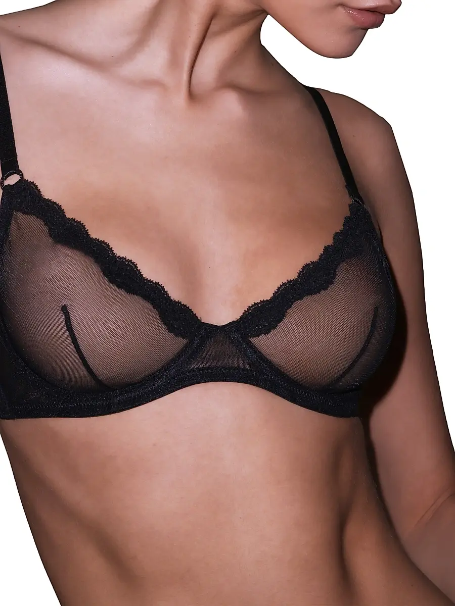 Fleur du Mal Women's Sheer Tulle Demi Bra | Thumbnail 7 Fleur du Mal Women's Sheer Tulle Demi Bra | Thumbnail 7