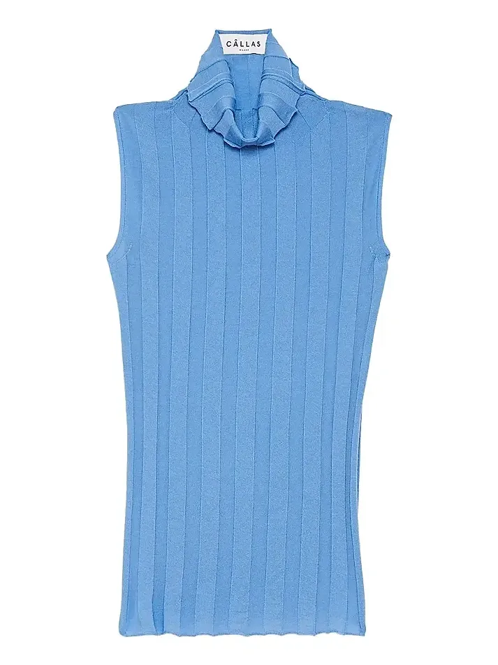 Women's Romy Sleeveless Turtleneck Sweater in Merino Wool Rib Women's Romy Sleeveless Turtleneck Sweater in Merino Wool Rib